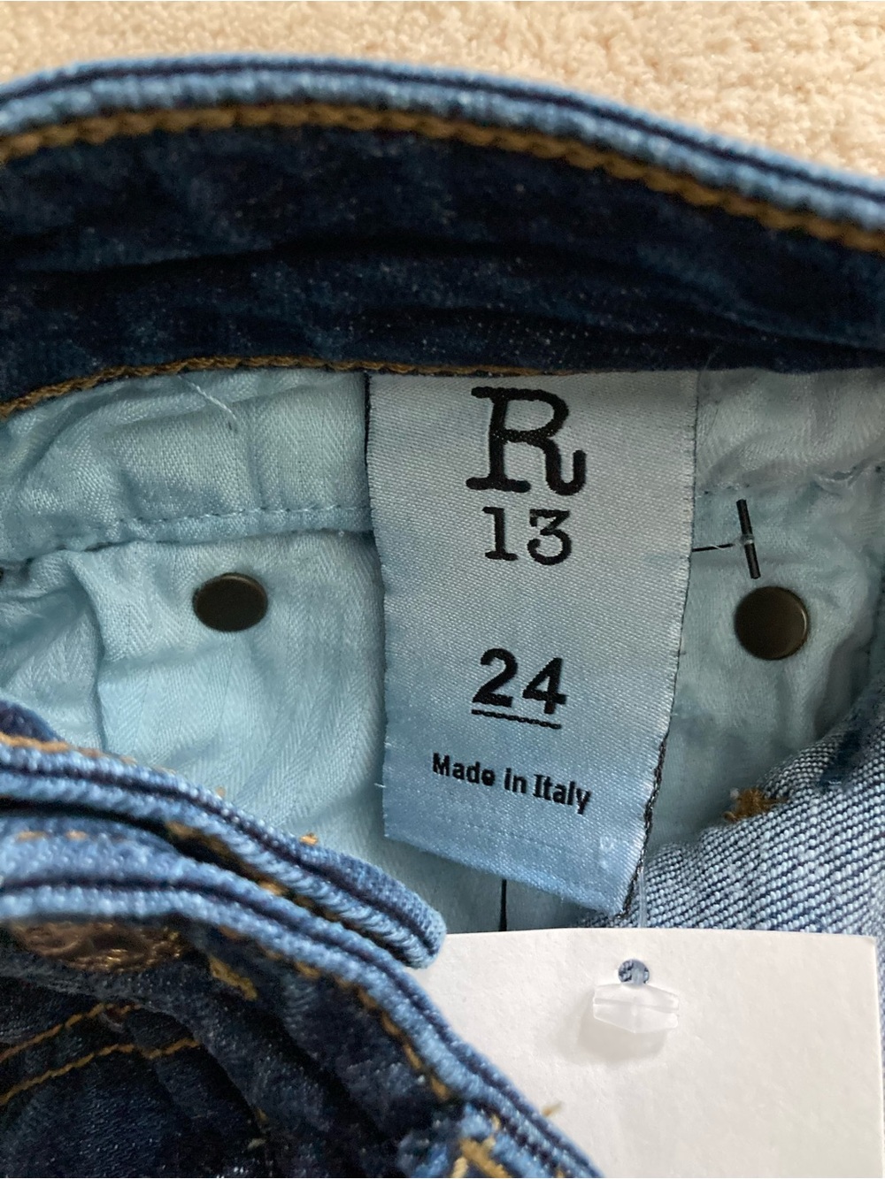 R13 Distressed Boy Skinny Jeans Low Rise Seattle Vintage Blue Distressed Dark 24 - Picture 6 of 9